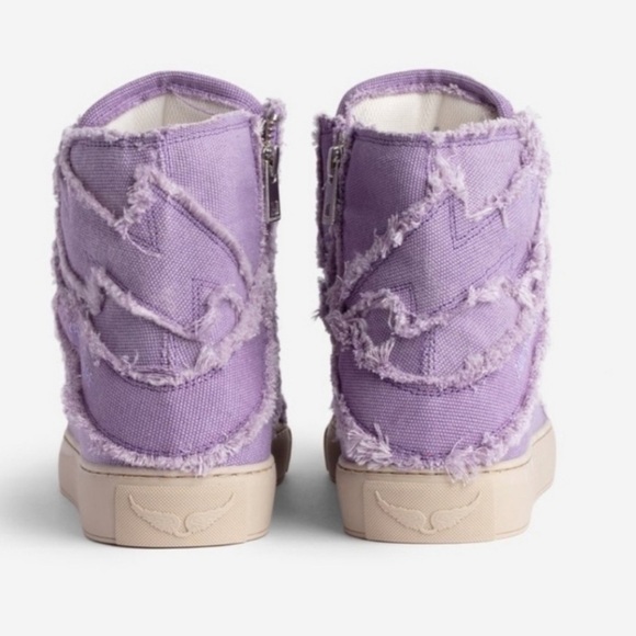 NIB Zadig & Voltaire High Flash Canvas 39 Boomerang Lavender Vintage-effect 8 - Picture 4 of 12